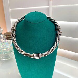 Vintage Mexican Sterling Silver Choker: Heavy Twisted Cable Torque 157g